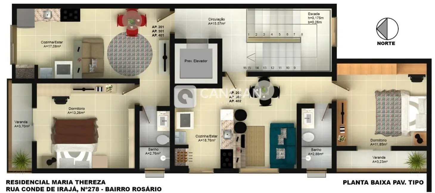 Foto 2 de Apartamento com 1 quarto à venda, 43m2 em Nossa Senhora do Rosário, Santa Maria - RS