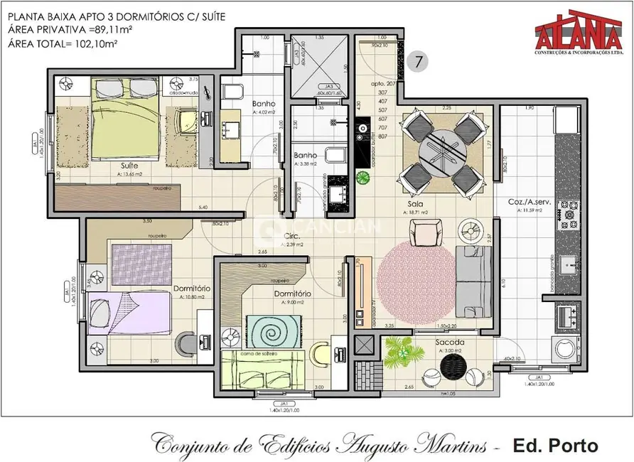 Foto 2 de Apartamento com 3 quartos à venda, 87m2 em Uglione, Santa Maria - RS