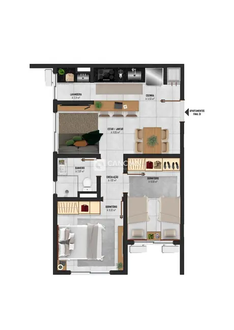 Foto 4 de Apartamento com 2 quartos à venda, 57m2 em Nossa Senhora do Rosário, Santa Maria - RS