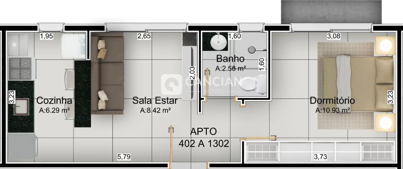Foto 3 de Apartamento com 1 quarto à venda, 37m2 em Centro, Santa Maria - RS