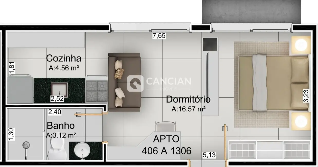 Foto 3 de Kitnet à venda, 30m2 em Centro, Santa Maria - RS