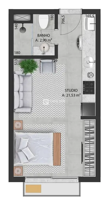 Foto 2 de Kitnet à venda, 28m2 em Camobi, Santa Maria - RS