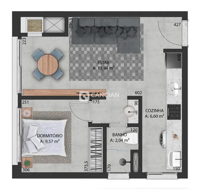 Foto 4 de Apartamento com 1 quarto à venda, 40m2 em Camobi, Santa Maria - RS