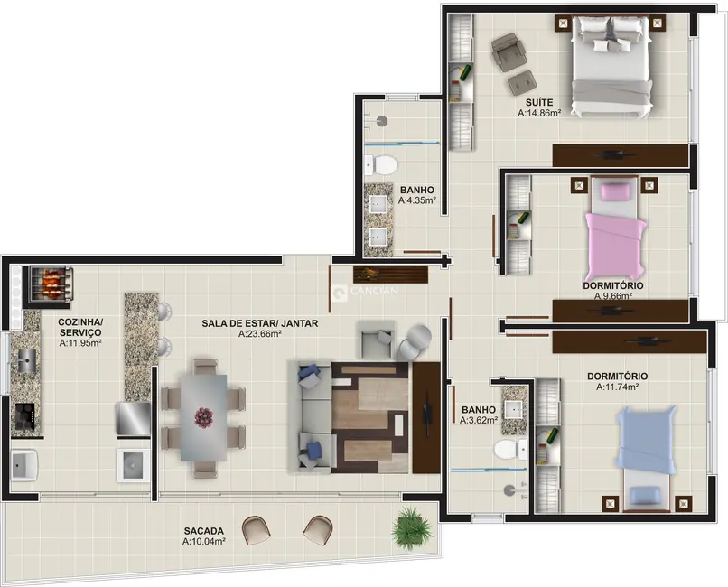 Foto 4 de Cobertura com 3 quartos à venda, 234m2 em Patronato, Santa Maria - RS