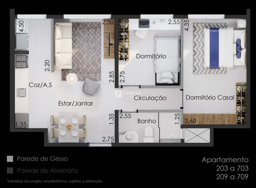 Foto 4 de Apartamento com 2 quartos à venda, 50m2 em Nossa Senhora Medianeira, Santa Maria - RS