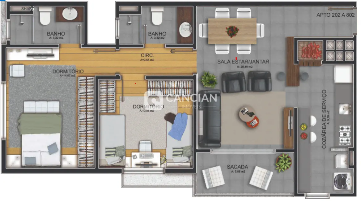 Foto 5 de Apartamento com 2 quartos à venda, 83m2 em Menino Jesus, Santa Maria - RS