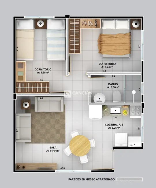Casa com 2 quartos à venda, 47m2 em Diácono João Luiz Pozzobon, Santa Maria - RS - imagem 5 Foto 5 de Casa com 2 quartos à venda, 47m2 em Diácono João Luiz Pozzobon, Santa Maria - RS