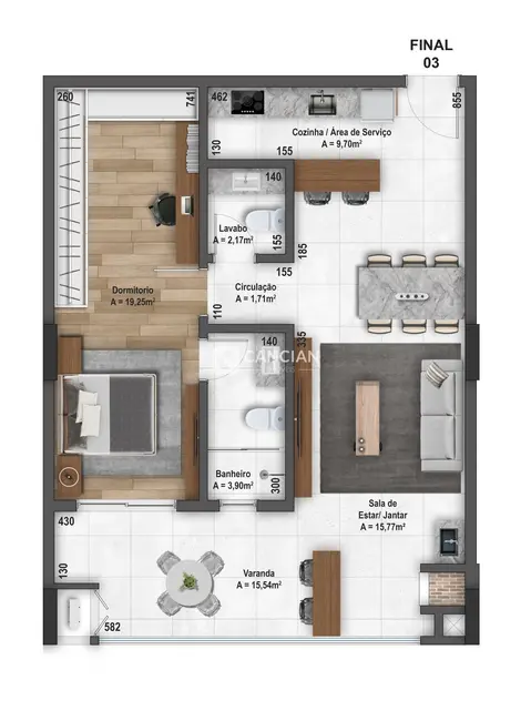 Foto 2 de Apartamento com 1 quarto à venda, 79m2 em Nossa Senhora do Rosário, Santa Maria - RS