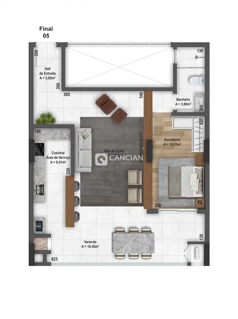 Apartamento com 1 quarto à venda, 73m2 em Nossa Senhora do Rosário, Santa Maria - RS - imagem 2 Foto 2 de Apartamento com 1 quarto à venda, 73m2 em Nossa Senhora do Rosário, Santa Maria - RS