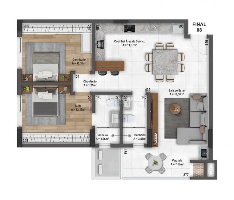 Foto 2 de Apartamento com 2 quartos à venda, 88m2 em Nossa Senhora do Rosário, Santa Maria - RS