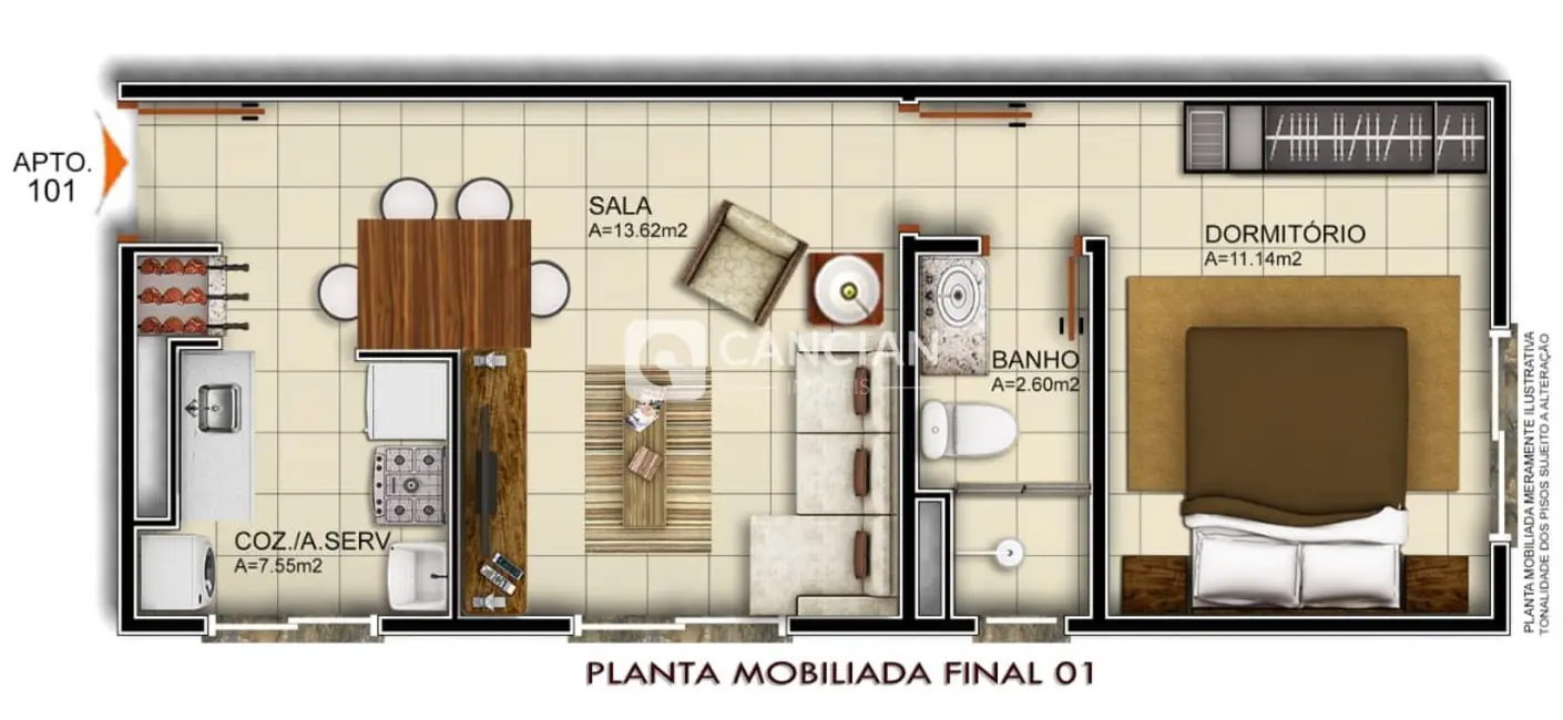 Foto 9 de Apartamento com 1 quarto à venda, 38m2 em Nossa Senhora de Fátima, Santa Maria - RS