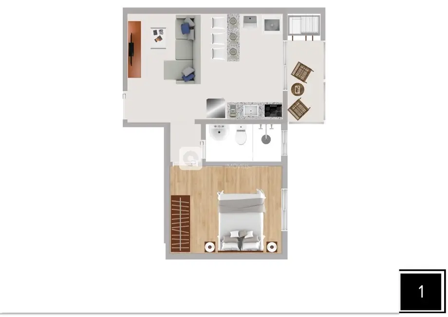 Apartamento com 1 quarto à venda, 39m2 em Camobi, Santa Maria - RS - imagem 4 Foto 4 de Apartamento com 1 quarto à venda, 39m2 em Camobi, Santa Maria - RS