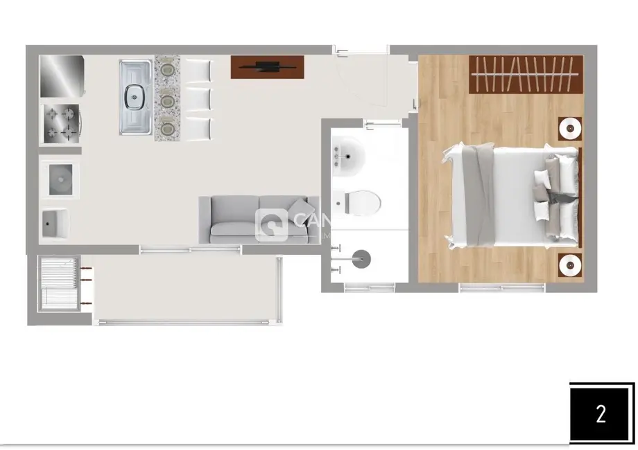 Foto 4 de Apartamento com 1 quarto à venda, 35m2 em Camobi, Santa Maria - RS