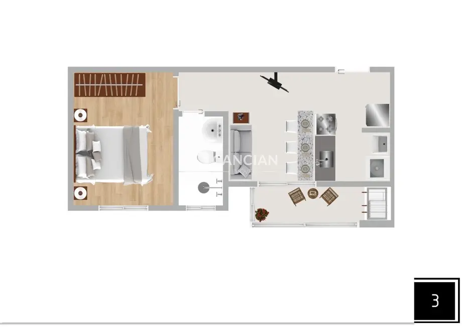 Foto 4 de Apartamento com 1 quarto à venda, 35m2 em Camobi, Santa Maria - RS