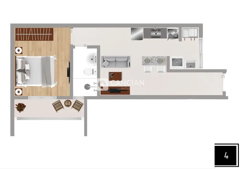 Foto 4 de Apartamento com 1 quarto à venda, 41m2 em Camobi, Santa Maria - RS