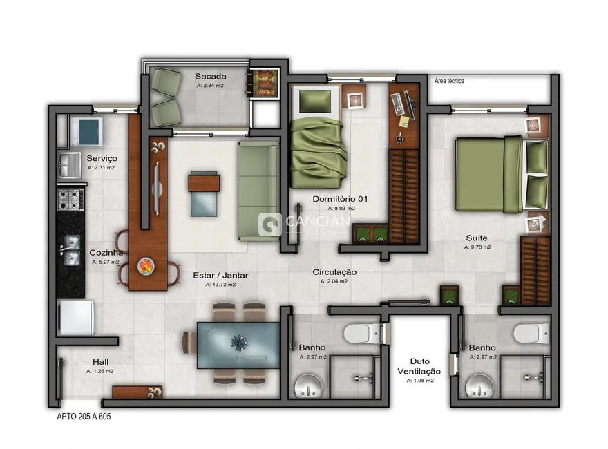 Foto 8 de Apartamento com 2 quartos à venda, 58m2 em São José, Santa Maria - RS