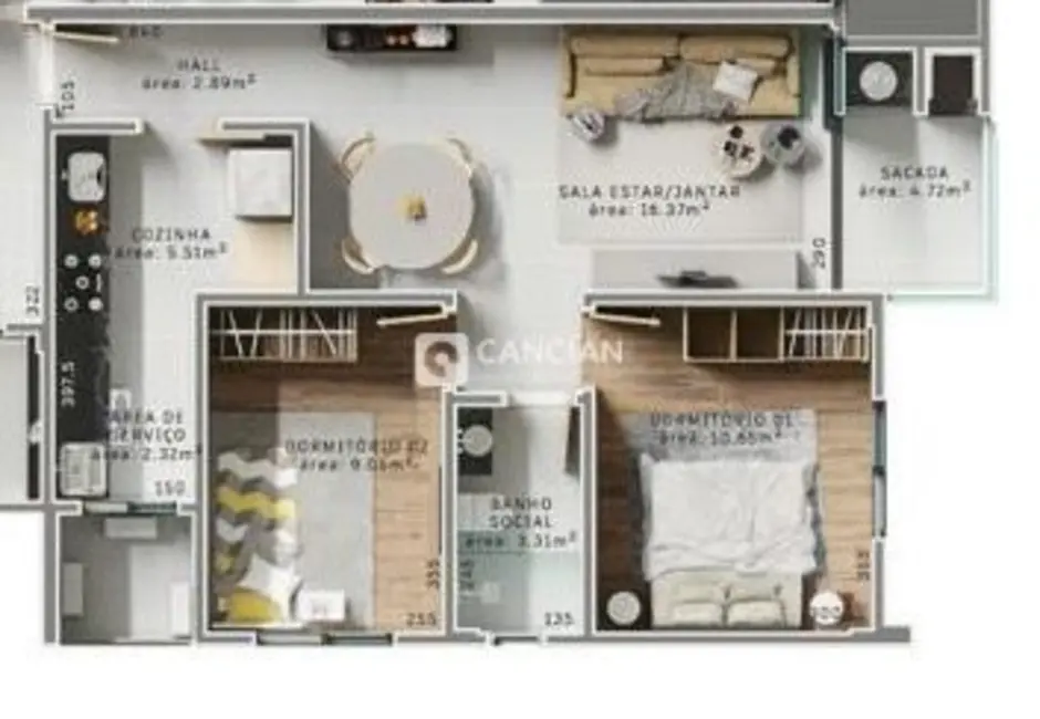 Foto 4 de Apartamento com 2 quartos à venda, 64m2 em Camobi, Santa Maria - RS