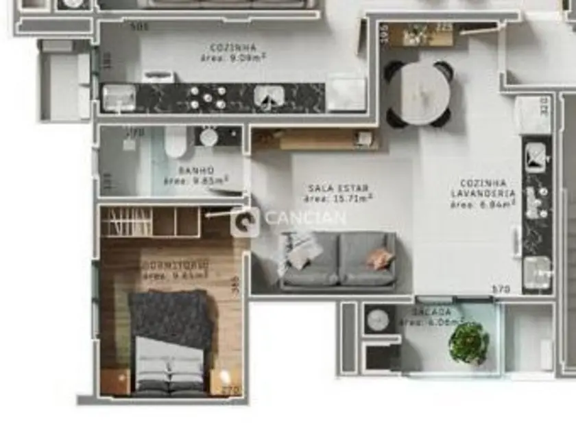 Foto 4 de Apartamento com 1 quarto à venda, 46m2 em Camobi, Santa Maria - RS