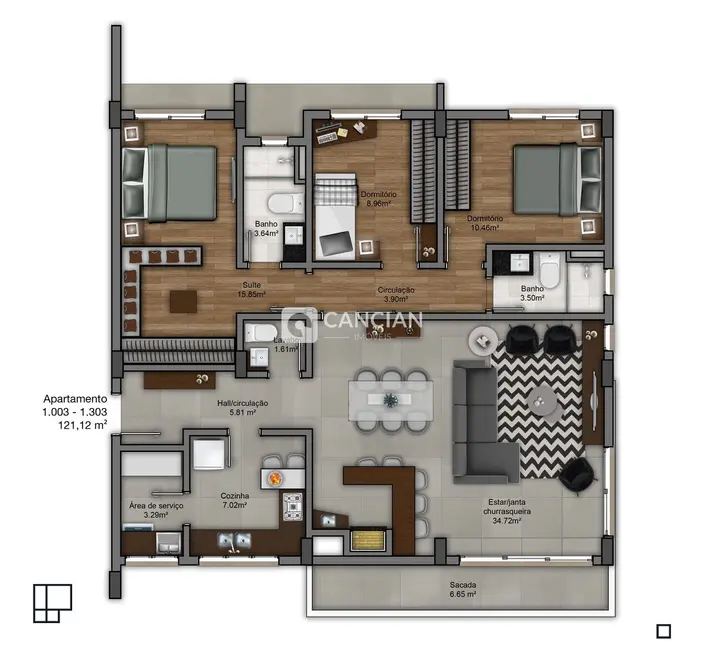 Foto 3 de Apartamento com 3 quartos à venda, 121m2 em Nossa Senhora de Lourdes, Santa Maria - RS
