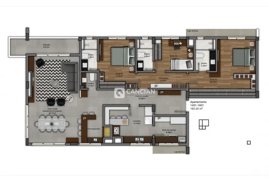Foto 3 de Apartamento com 3 quartos à venda, 162m2 em Nossa Senhora de Lourdes, Santa Maria - RS