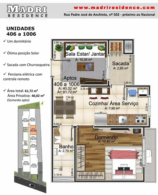 Foto 2 de Apartamento com 1 quarto à venda, 40m2 em Nossa Senhora de Lourdes, Santa Maria - RS