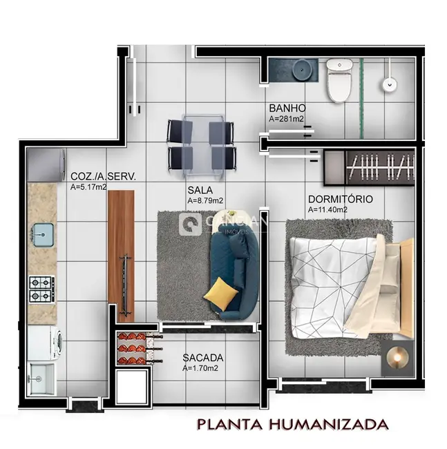 Foto 2 de Apartamento com 1 quarto à venda, 38m2 em Camobi, Santa Maria - RS