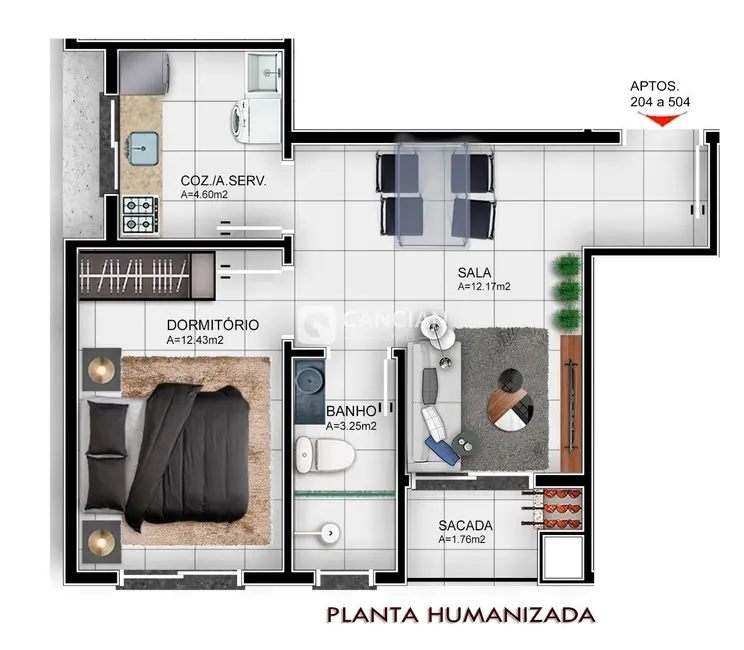 Foto 2 de Apartamento com 1 quarto à venda, 39m2 em Camobi, Santa Maria - RS