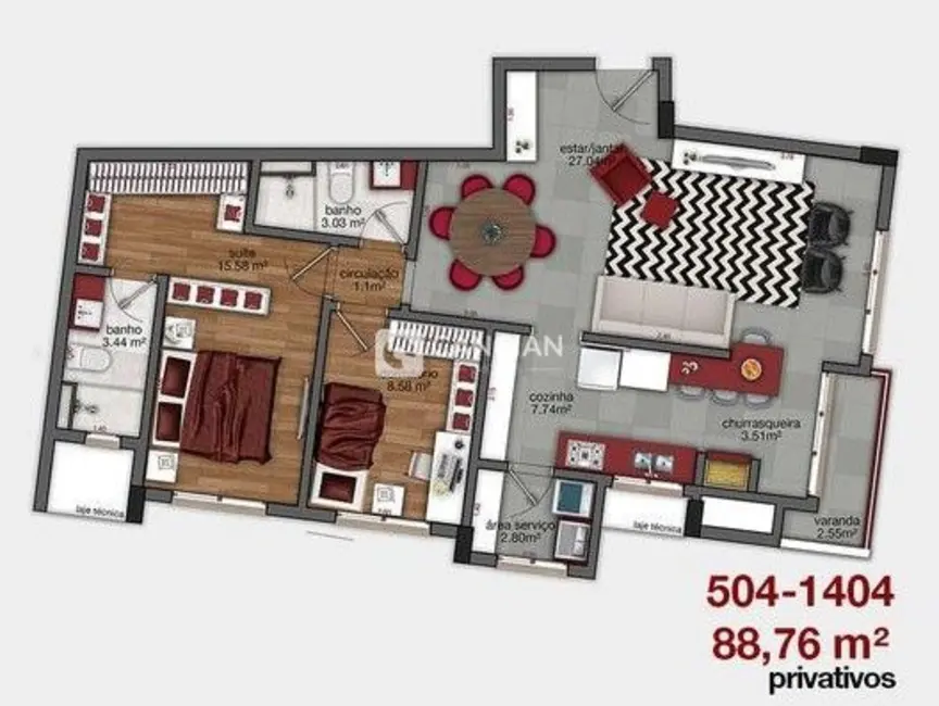 Foto 4 de Apartamento com 2 quartos à venda, 89m2 em Nossa Senhora Medianeira, Santa Maria - RS