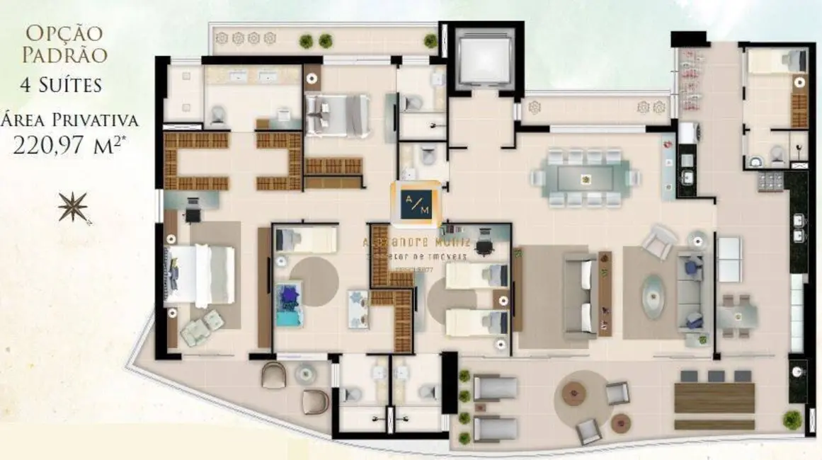 Apartamento com 5 quartos à venda, 220m2 em Cocó, Fortaleza - CE - imagem 8 Foto 8 de Apartamento com 5 quartos à venda, 220m2 em Cocó, Fortaleza - CE