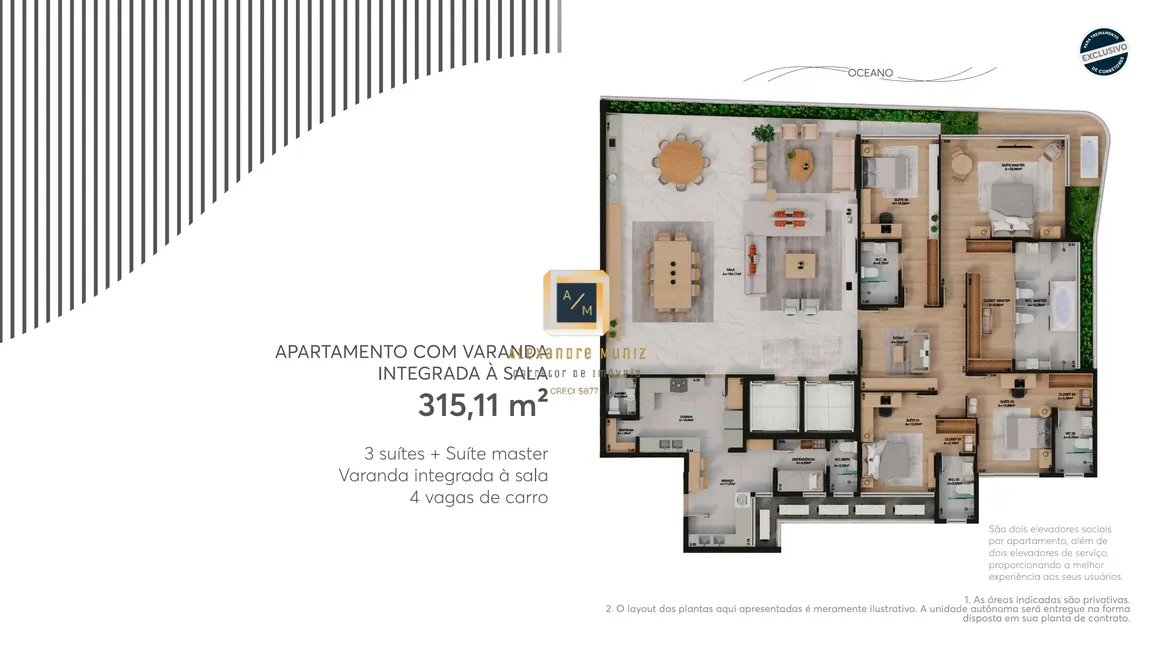 Apartamento com 4 quartos à venda, 315m2 em Meireles, Fortaleza - CE - imagem 8 Foto 8 de Apartamento com 4 quartos à venda, 315m2 em Meireles, Fortaleza - CE