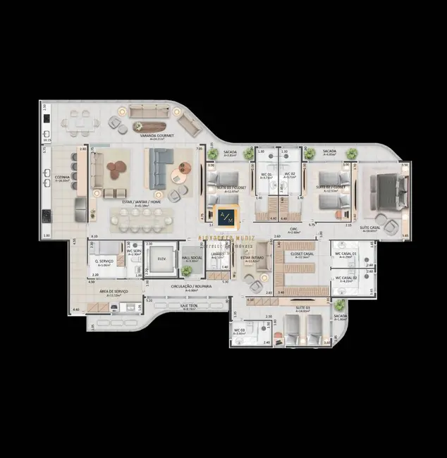 Apartamento com 4 quartos à venda, 256m2 em Meireles, Fortaleza - CE - imagem 7 Foto 7 de Apartamento com 4 quartos à venda, 256m2 em Meireles, Fortaleza - CE