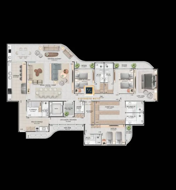 Apartamento com 4 quartos à venda, 256m2 em Meireles, Fortaleza - CE - imagem 8 Foto 8 de Apartamento com 4 quartos à venda, 256m2 em Meireles, Fortaleza - CE