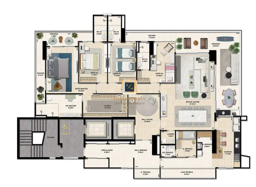 Foto 4 de Apartamento com 4 quartos à venda, 242m2 em Meireles, Fortaleza - CE