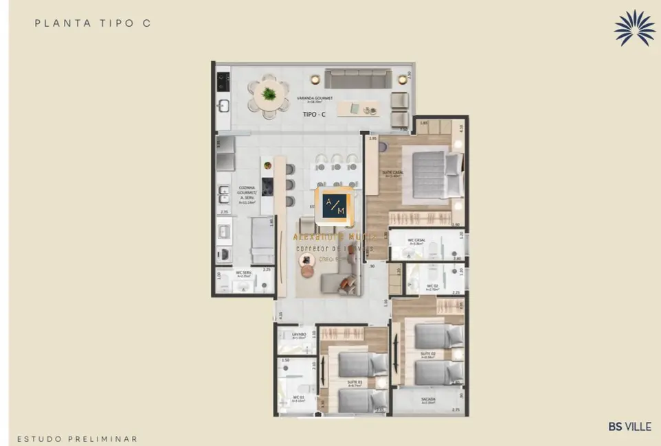 Apartamento com 3 quartos à venda, 116m2 em Aquiraz - CE - imagem 5 Foto 5 de Apartamento com 3 quartos à venda, 116m2 em Aquiraz - CE