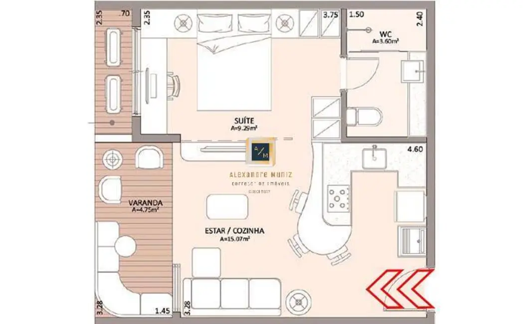 Apartamento com 1 quarto à venda, 39m2 em Meireles, Fortaleza - CE - imagem 9 Foto 9 de Apartamento com 1 quarto à venda, 39m2 em Meireles, Fortaleza - CE