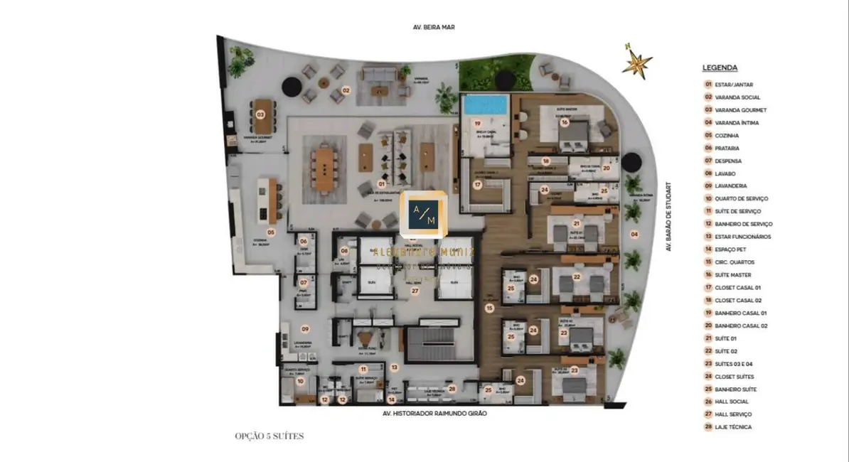 Apartamento com 5 quartos à venda, 660m2 em Meireles, Fortaleza - CE - imagem 6 Foto 6 de Apartamento com 5 quartos à venda, 660m2 em Meireles, Fortaleza - CE