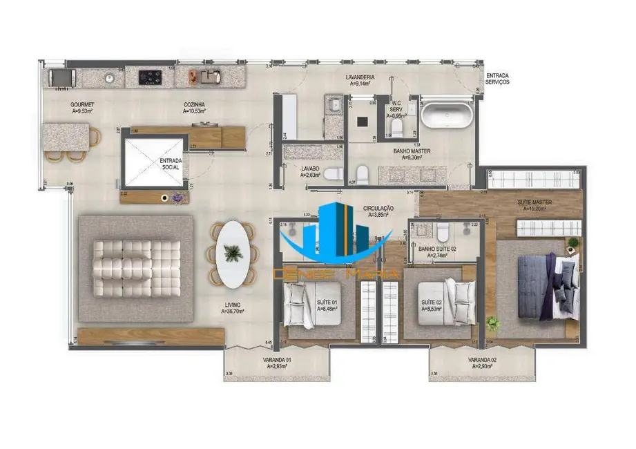 Apartamento com 3 quartos à venda, 202m2 em Pompéia, Santos - SP - imagem 7 Foto 7 de Apartamento com 3 quartos à venda, 202m2 em Pompéia, Santos - SP