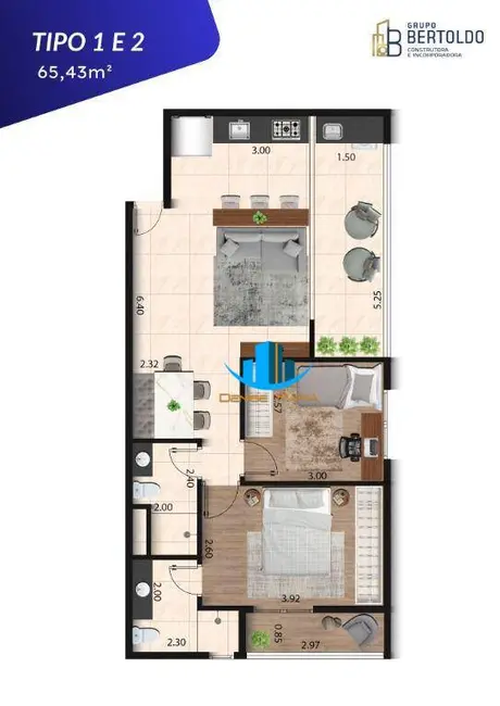 Foto 2 de Apartamento com 2 quartos à venda, 70m2 em Estuário, Santos - SP