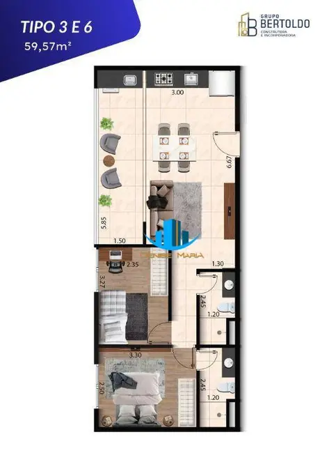 Foto 3 de Apartamento com 2 quartos à venda, 70m2 em Estuário, Santos - SP