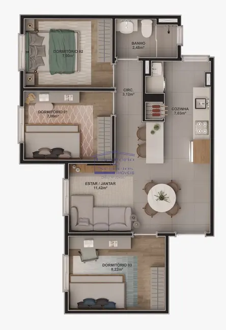 Apartamento com 2 quartos à venda, 45m2 em Guarujá, Porto Alegre - RS - imagem 7 Foto 7 de Apartamento com 2 quartos à venda, 45m2 em Guarujá, Porto Alegre - RS