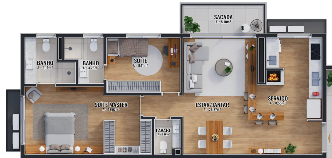 Foto 4 de Apartamento com 3 quartos à venda, 171m2 em Tristeza, Porto Alegre - RS