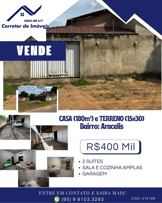 Casa com 1 quarto à venda, 10m2 em Professora Araceli Souto Maior, Boa Vista - RR - imagem 1 Foto 1 de Casa com 1 quarto à venda, 10m2 em Professora Araceli Souto Maior, Boa Vista - RR