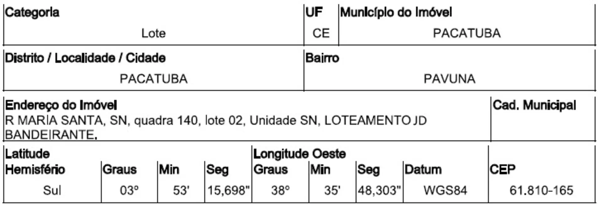 Terreno / Lote à venda, 5000m2 em Pavuna, Pacatuba - CE - imagem 1 Foto 1 de Terreno / Lote à venda, 5000m2 em Pavuna, Pacatuba - CE