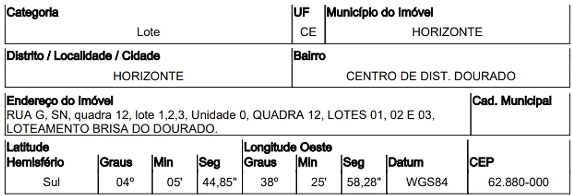 Foto 1 de Terreno / Lote à venda, 1218m2 em Horizonte - CE