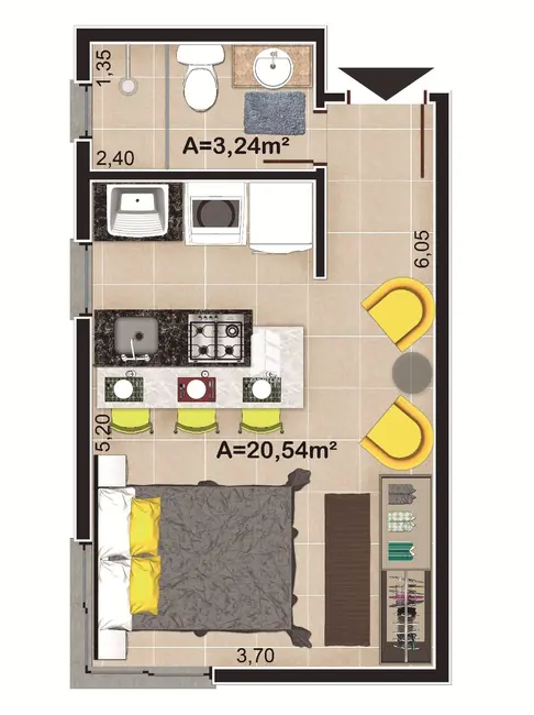 Foto 2 de Apartamento com 1 quarto à venda, 27m2 em Camobi, Santa Maria - RS