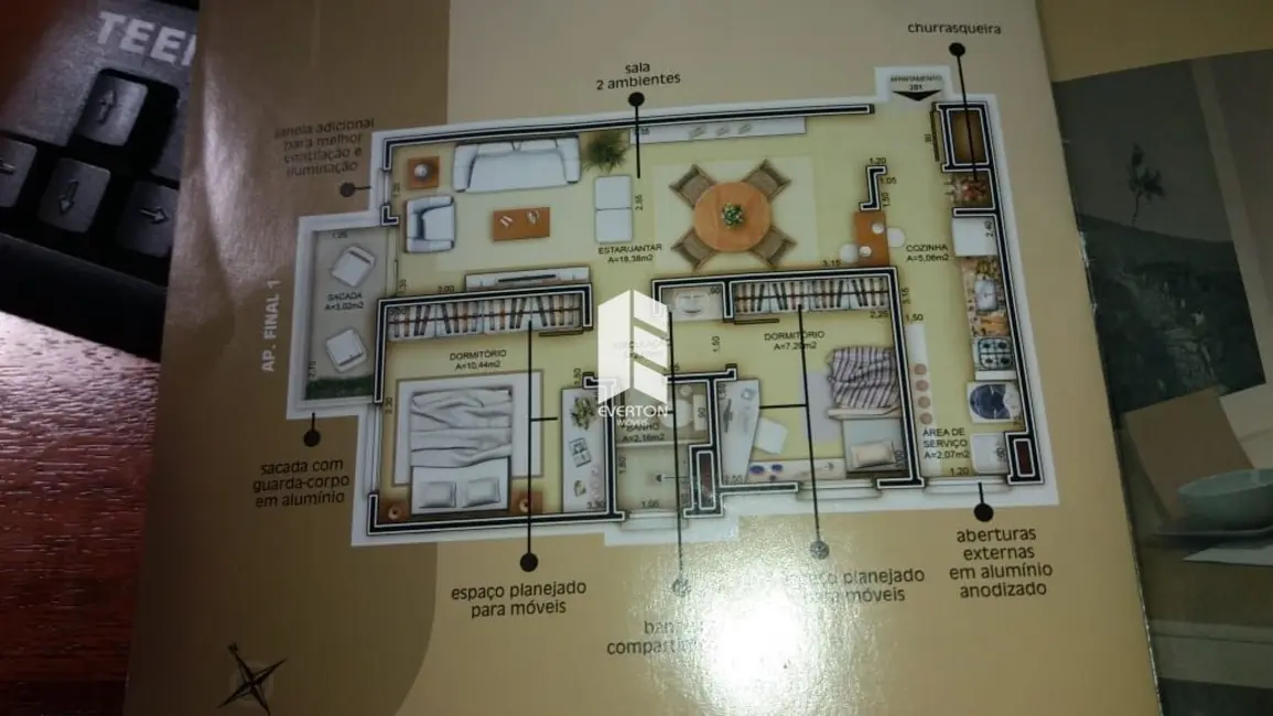 Foto 2 de Apartamento com 2 quartos à venda, 61m2 em Nossa Senhora do Rosário, Santa Maria - RS