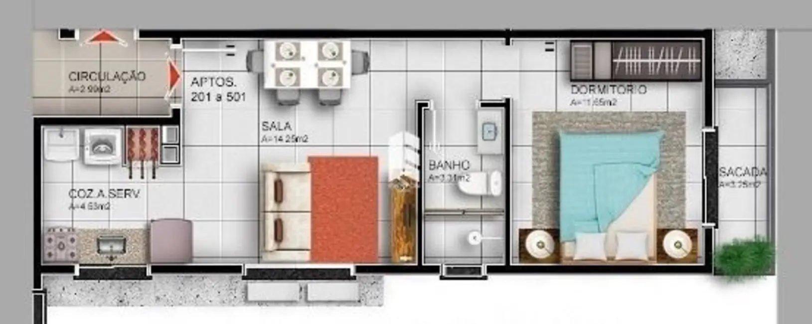 Foto 2 de Apartamento com 1 quarto à venda, 45m2 em Camobi, Santa Maria - RS