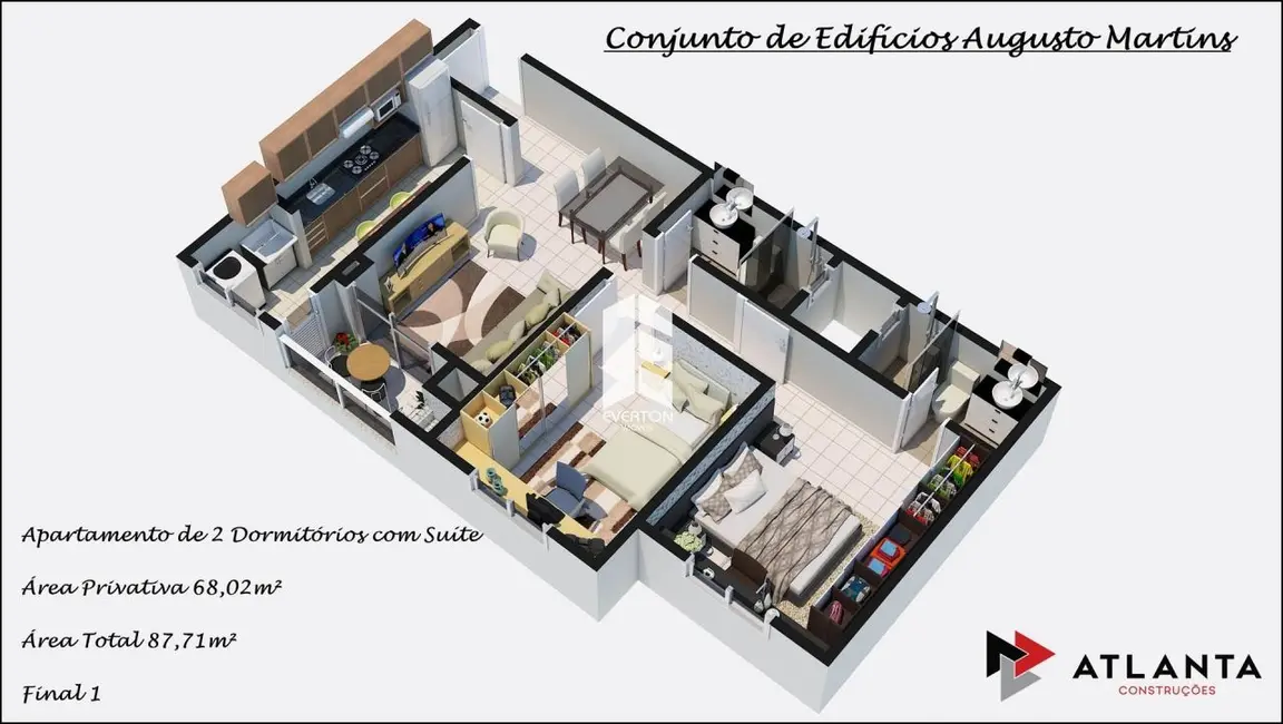 Foto 2 de Apartamento com 2 quartos à venda, 65m2 em Uglione, Santa Maria - RS