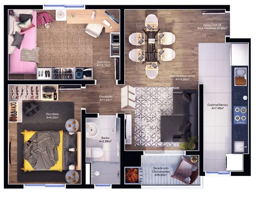 Foto 9 de Apartamento com 2 quartos à venda, 58m2 em Menino Jesus, Santa Maria - RS