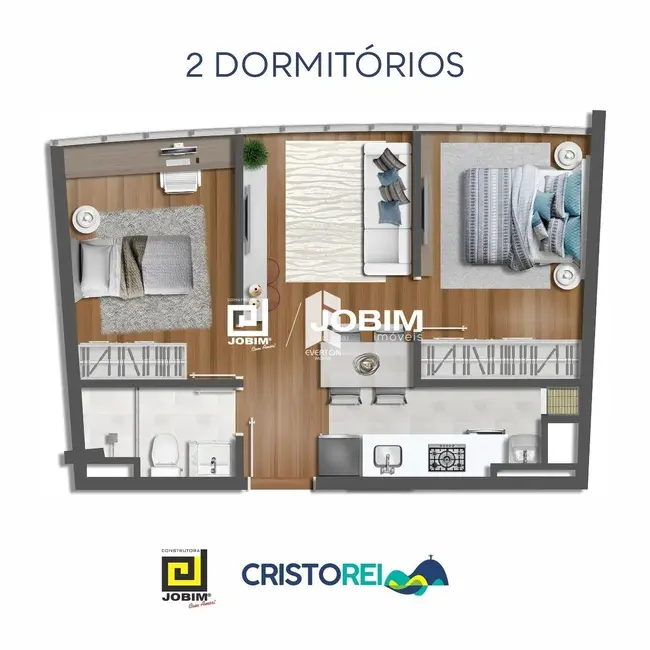Foto 2 de Apartamento com 2 quartos à venda, 41m2 em Centro, Santa Maria - RS